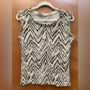 Hannah tiger print ruffled tank blouse brown/tans size large